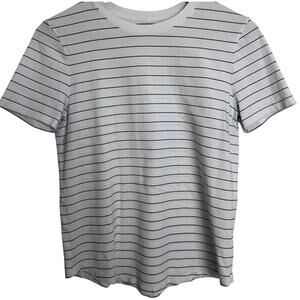 Lululemon T-Shirt Women XS/4 White Stripes Short Sleeve Gym Fitness Athleisure